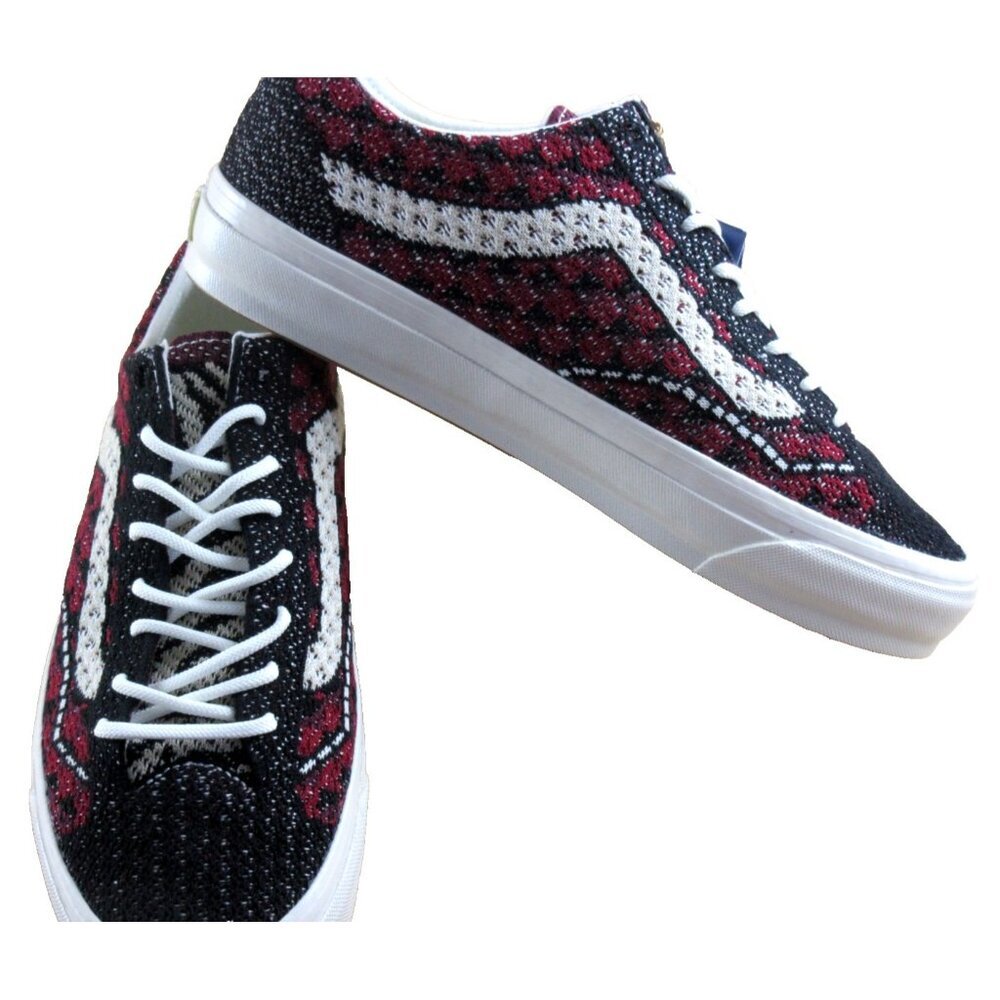 Vans Men's Lx Old Skool 36 Premium Skate shoes Geo Check Bordeaux Sizes NEW - Picture 4 of 7